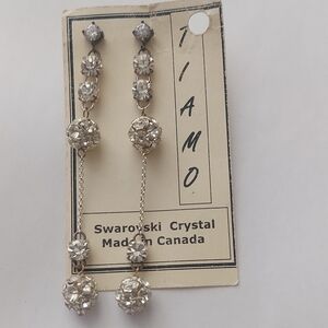 AMO Silver Dangle Earrings with Swarovski Crystals